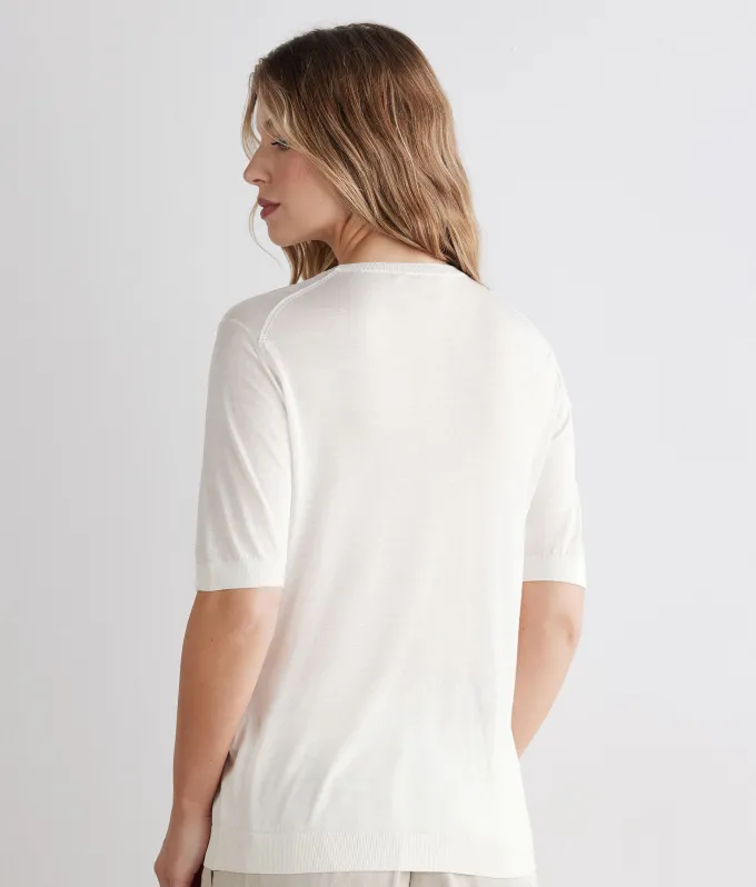 T-shirt girocollo in seta