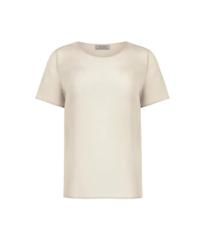T-Shirt girocollo in seta e modal