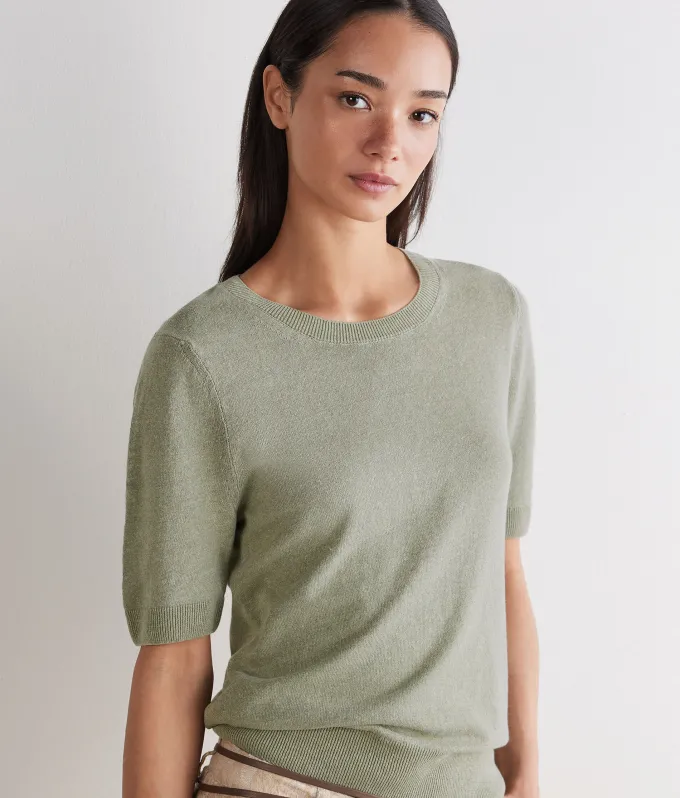 T-shirt girocollo lino e cotone