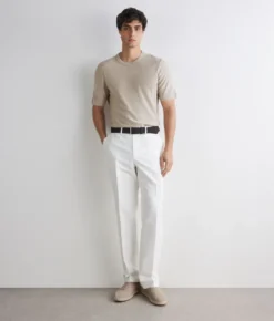 T-shirt motivo coste in lino e cotone