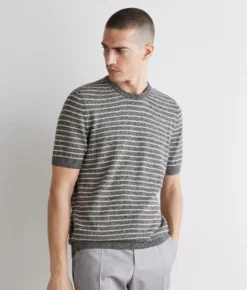 T-shirt rigata in cotone lino
