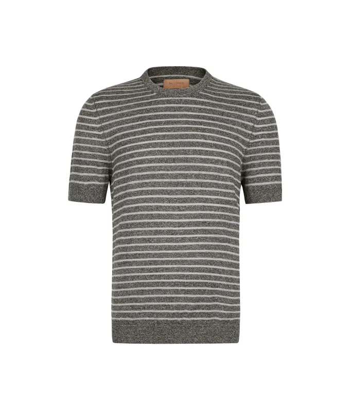T-shirt rigata in cotone lino