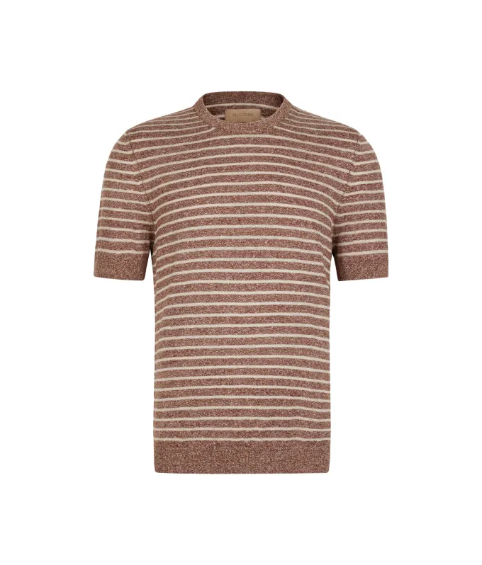 T-shirt rigata in cotone lino