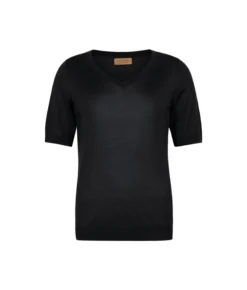 T-shirt scollo a V in seta
