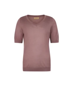 T-shirt scollo a V in seta